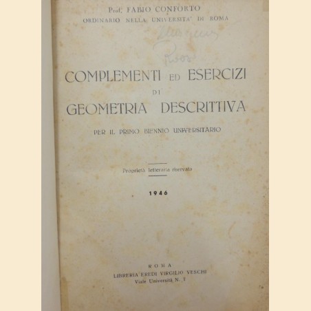 Conforto, Complementi ed esercizi di geometria  per il biennio universitario